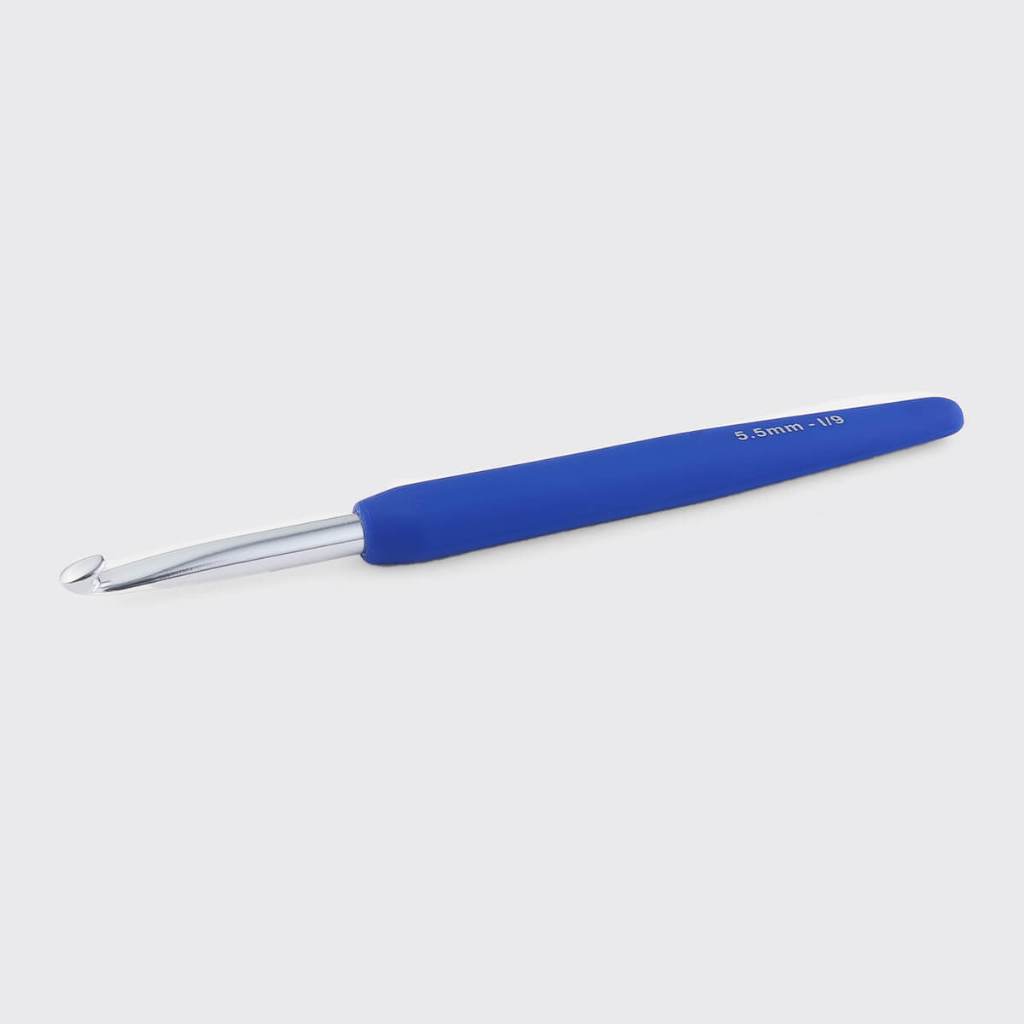 KnitPro - Hakpen (Alat / Jarum Rajut) Alumunium Crochet Silver Hooks Waves With Colorful Soft Feel Handle - Single Ended