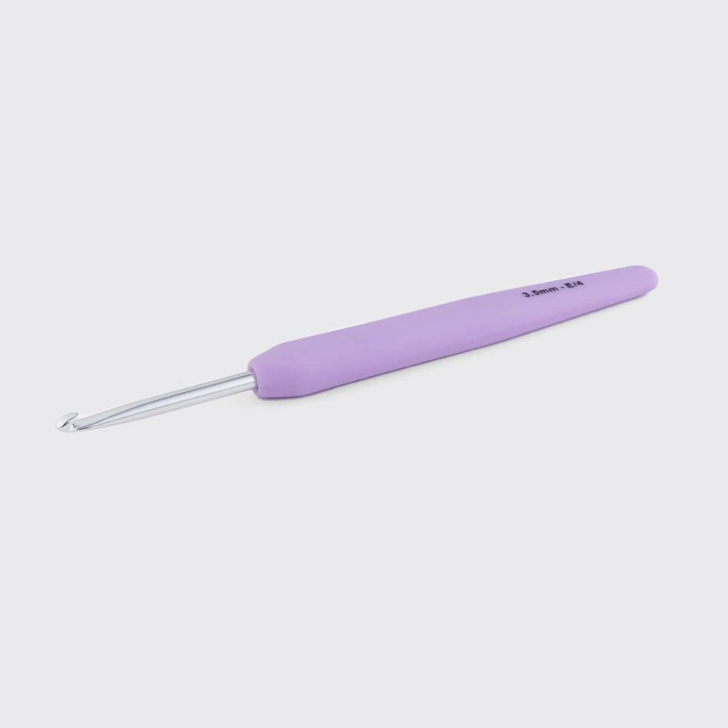 KnitPro - Hakpen (Alat / Jarum Rajut) Alumunium Crochet Silver Hooks Waves With Colorful Soft Feel Handle - Single Ended