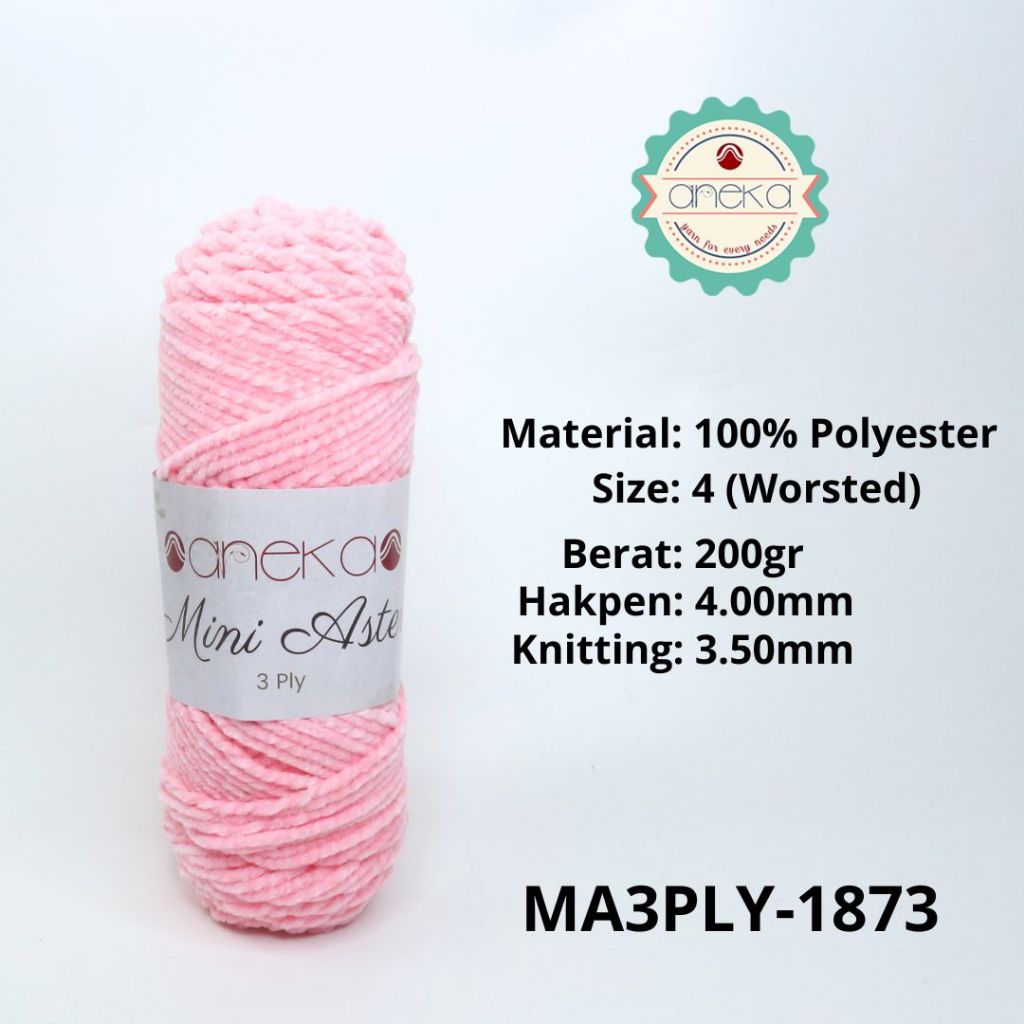 KATALOG - Benang Rajut Mini Aster 3 Ply / Velvet / Bludru Crochet Knitting Yarn