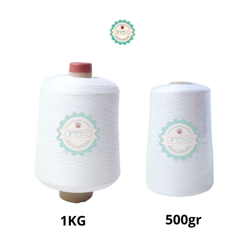 KATALOG - Benang Obras Polyester Putih dan Hitam 1KG & 500gr