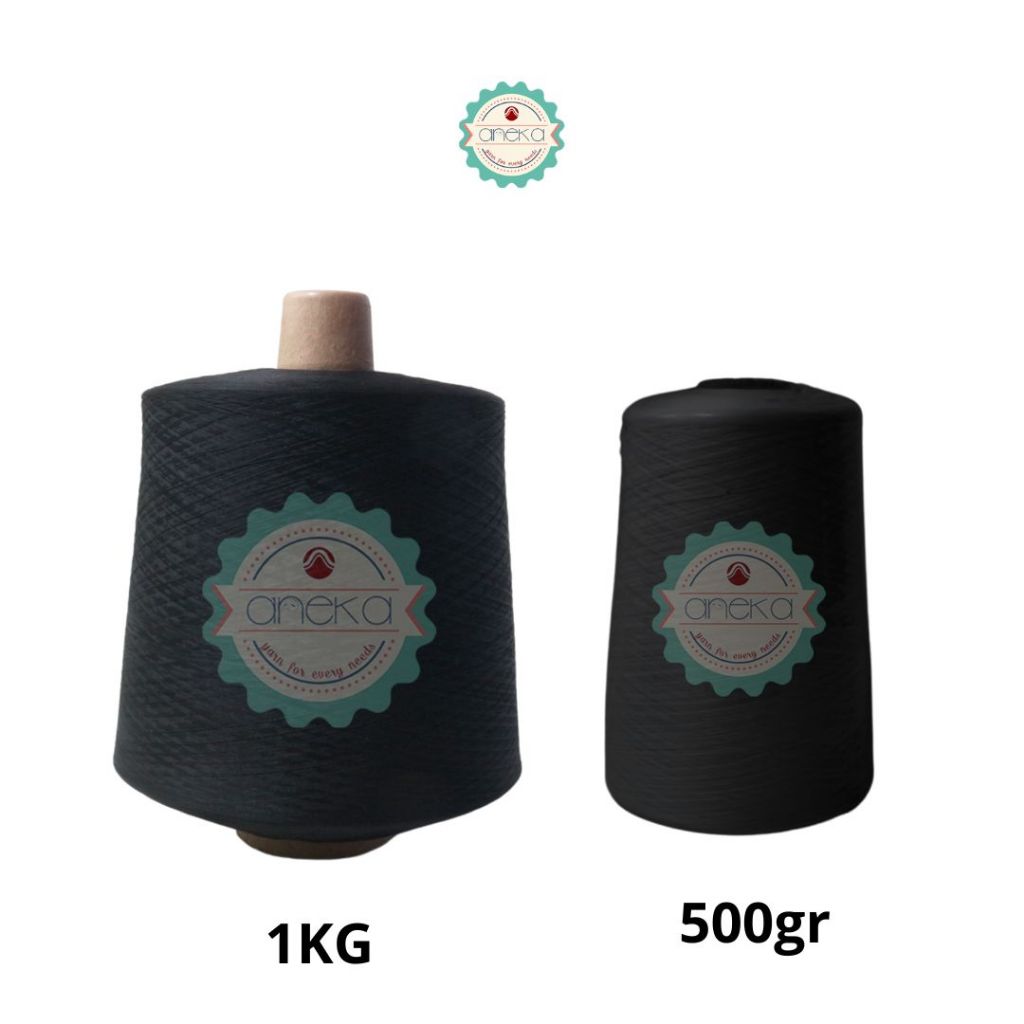 KATALOG - Benang Obras Polyester Putih dan Hitam 1KG & 500gr