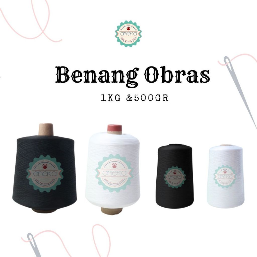 KATALOG - Benang Obras Polyester Putih dan Hitam 1KG & 500gr