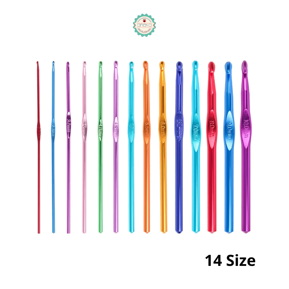 ANEKA - Hakpen (Jarum Rajut) Alumunium / Multicolor Crochet Hooks - SET