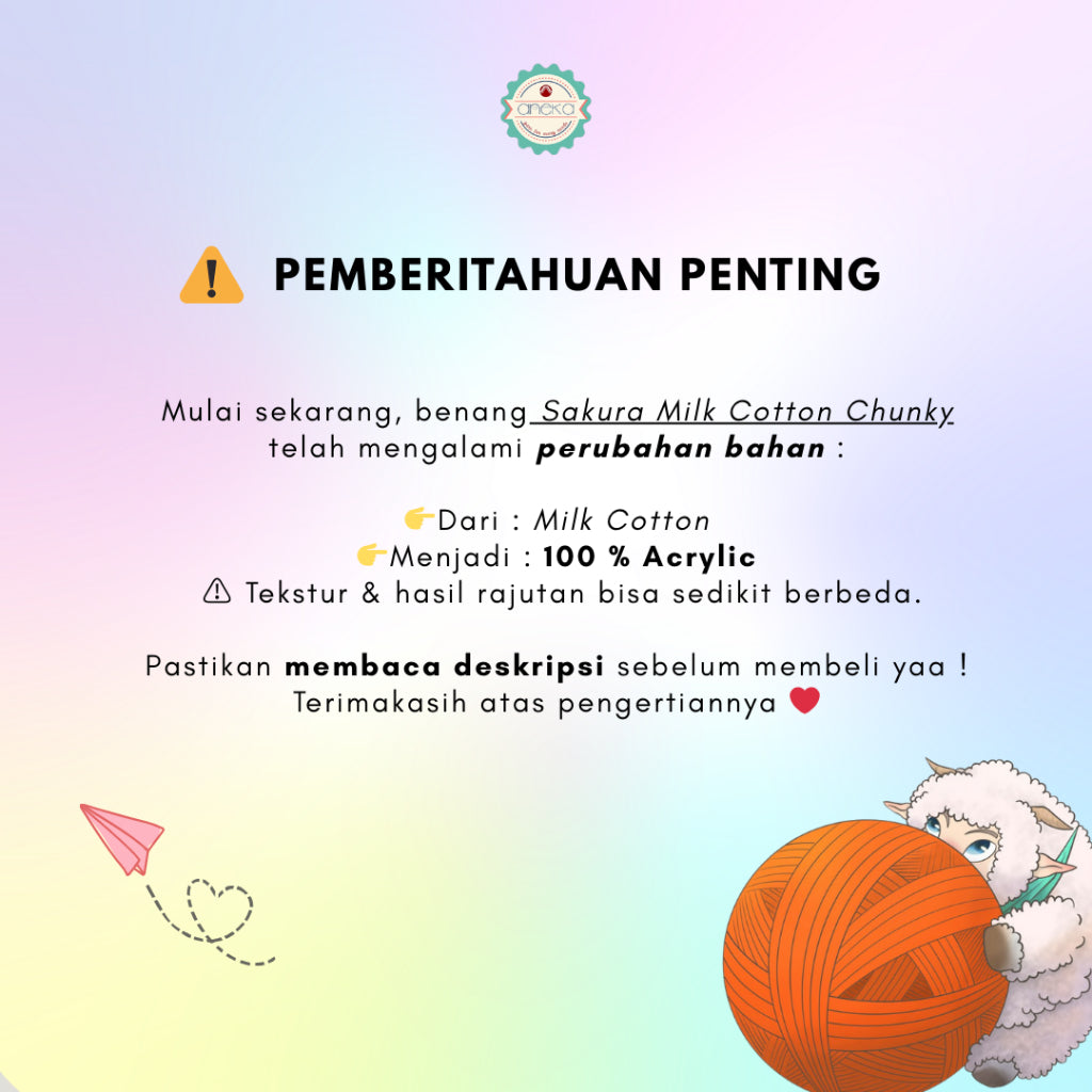 KATALOG - Benang Rajut Katun Susu Sakura Milk Cotton Chunky PART 1