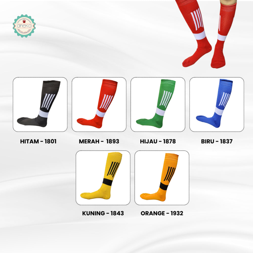 KATALOG – Kaos Kaki Bola Stripe Panjang Selutut / Tebal & Nyaman / Kaos Kaki Futsal Sport Premium Anti-Slip / Pria & Wanita Dewasa