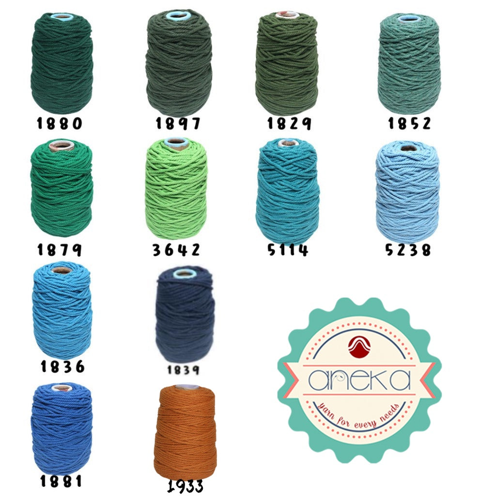 KATALOG - Benang Tali katun / tali macrame makrame warna warni 500 gr / 4mm