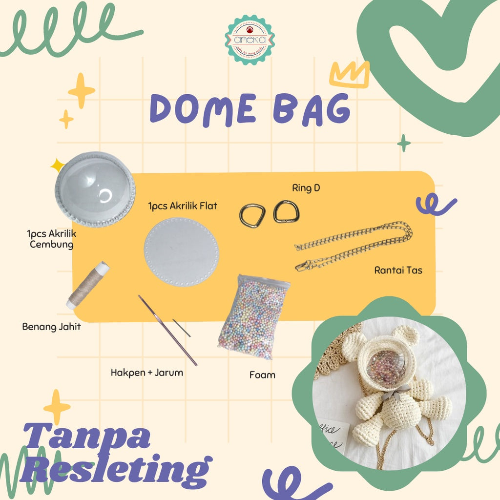 Knitting Bag Dome Style / Tas Boneka Bulat DIY (ALAT SAJA)