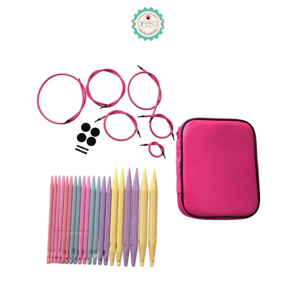 Circular Knitting Interchangeable Plastic Needles With Case