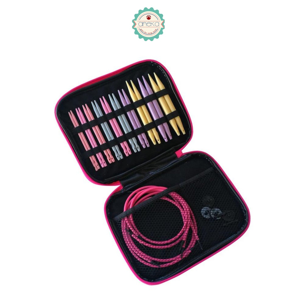 Circular Knitting Interchangeable Plastic Needles With Case