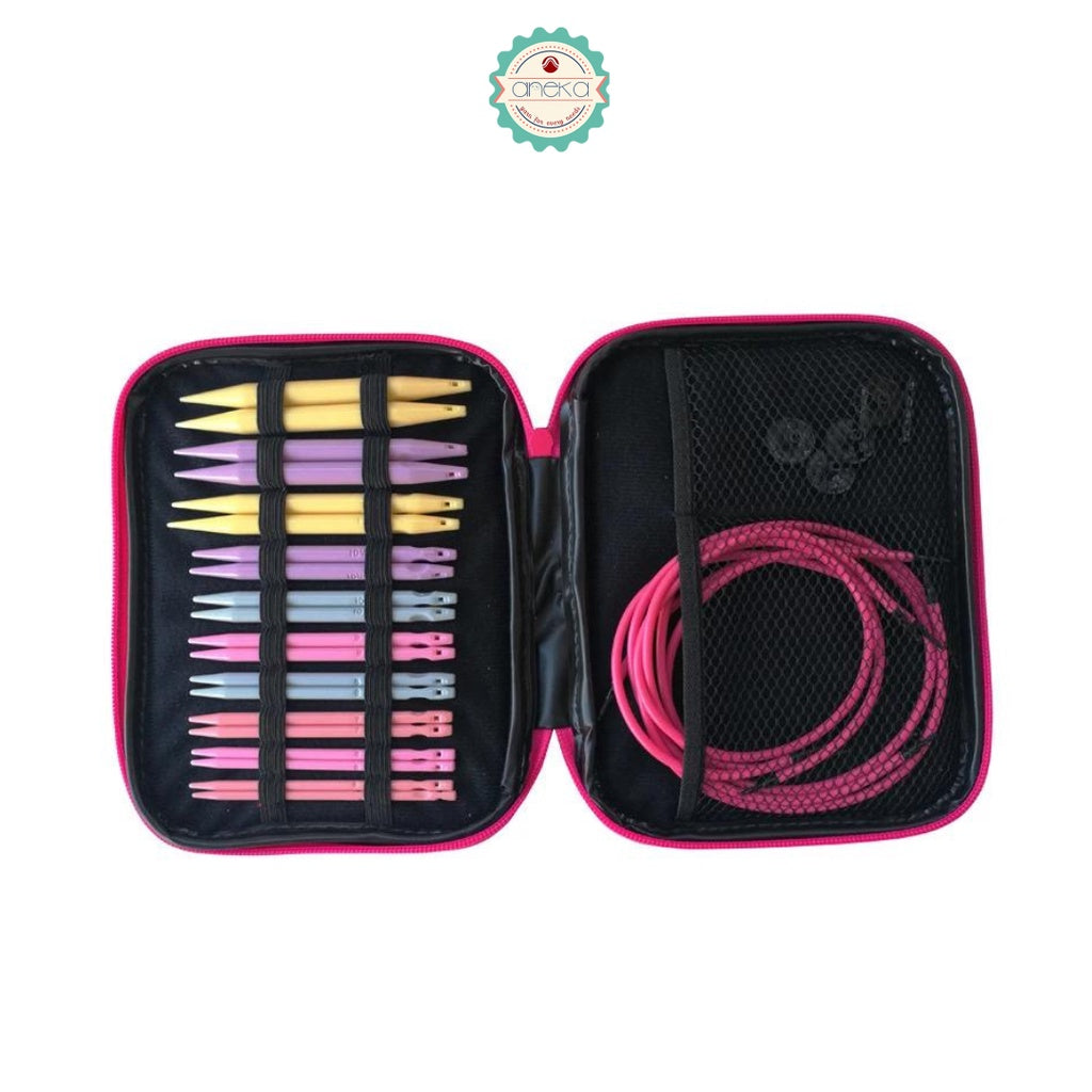 Circular Knitting Interchangeable Plastic Needles With Case