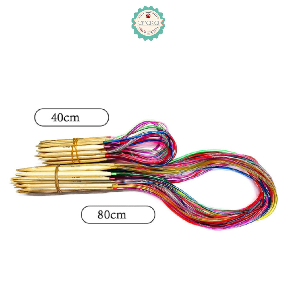 CIRCULAR - Breien (Alat Rajut) Knitting Bamboo Needles - 40, 60, 80, 100 cm SET