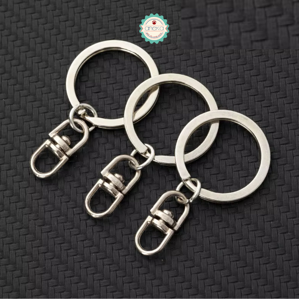 ANEKA - [5PCS] Gantungan Kunci Putar / Flat Wire Keyring Keychain With Rotatable