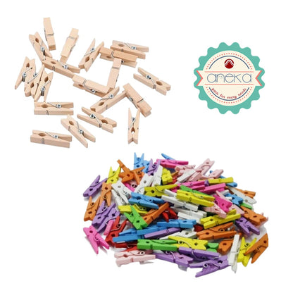 ANEKA - [5PCS] Klip Mini / Wooden Clip / Jepitan Kayu / Jepit Foto Vintage Ukuran 35mm Untuk Menggantung Foto