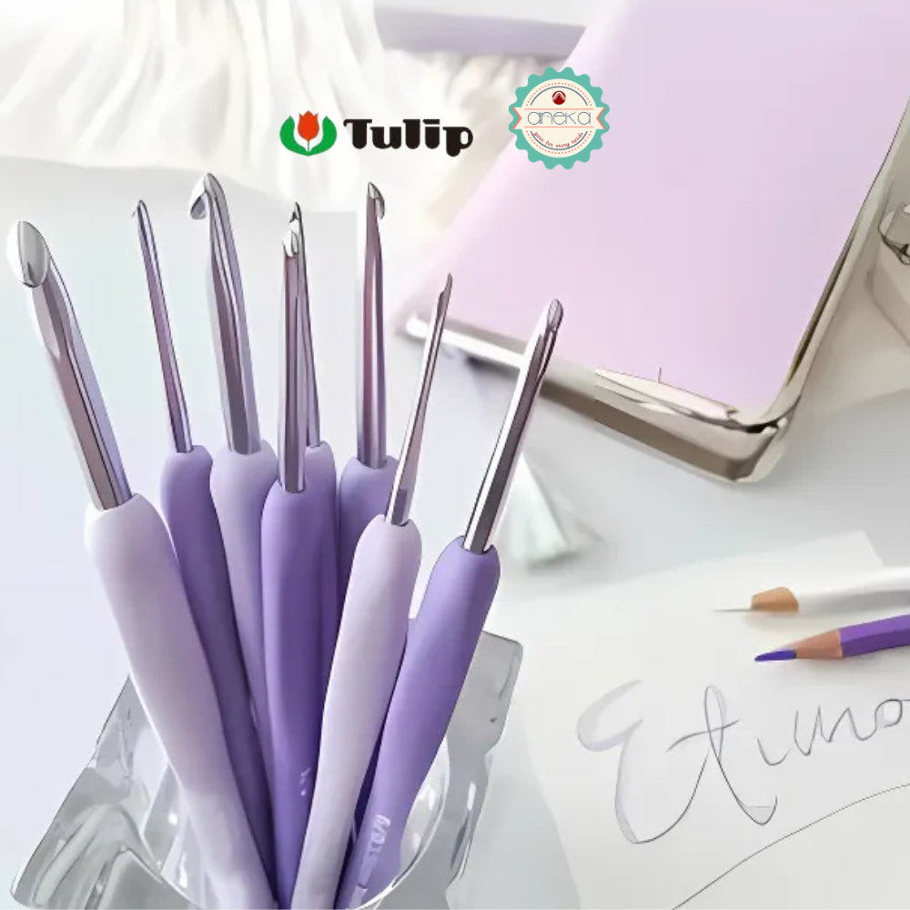 TULIP - [PCS] Alat Rajut Hakpen Etimo Murasaki /  Lavender Crochet Hook with Cushion Grip