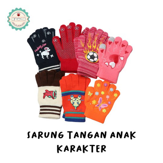 Children's Knitted Gloves - Teenagers with Illustrated Characters