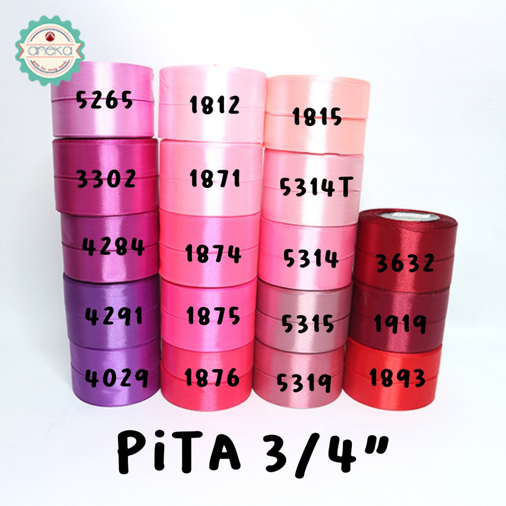 Pita Satin / Satin Silk Ribbon 3/4" - 0.75" - 2 cm - PER GULUNG (25yard/roll) Part 2