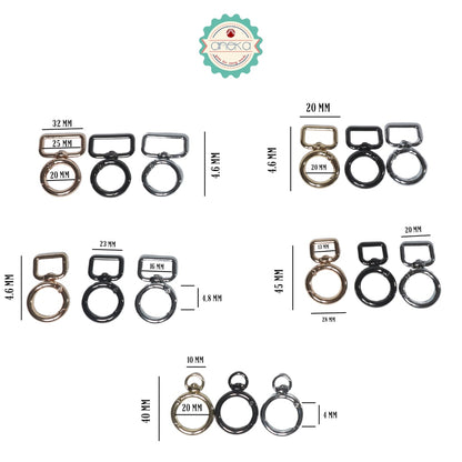 ANEKA - [2PCS] Kait Tas Buka Tutup Hitam / Silver / Emas