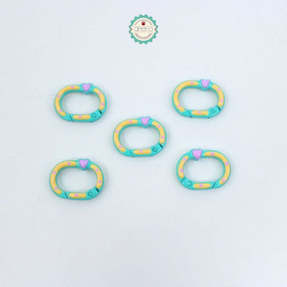 ANEKA - [5PCS] Kait Carabiner Oval Motif Polkadot Warna / Oval Ring Clasp Spring Gate Keychain Premium