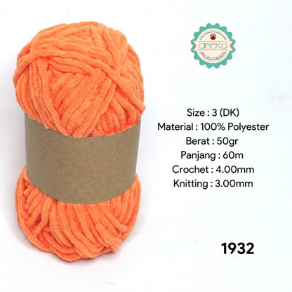 KATALOG - [GRADE B] Benang Rajut Mini Chenille / Crochet Knitting Yarn