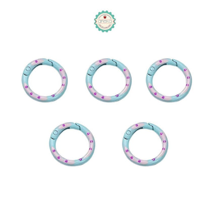 ANEKA - [5PCS] Kait Carabiner Buka Tutup Bulat Warna Polkadot / Keychain Clips / Key Ring Connectors / Colorful Round Spring Premium