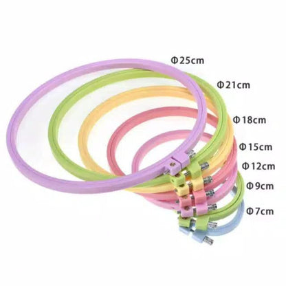 ANEKA - PCS - Pemidangan Plastik Bulat / Colorful Embroidery Hoop Plastic IMPORT