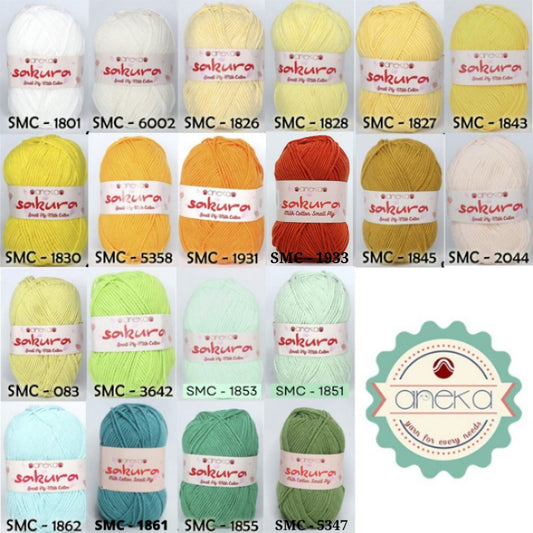 KATALOG - Benang Rajut Katun Susu 4 Ply / Sakura SMALL PLY Milk Cotton Yarn