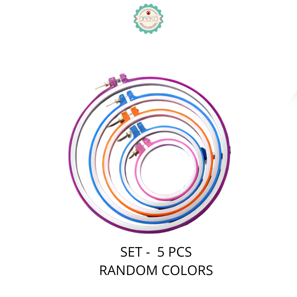 KATALOG - Pemidangan Plastik Bulat Warna-Warni / DIY Frame Embroidery Hoops Rings Needlecraft