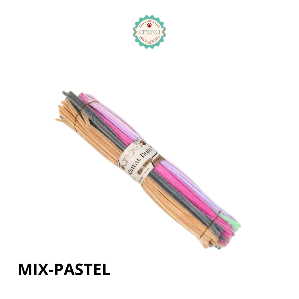 ANEKA - [Isi 100 PCS] Kawat Bulu Mercy Pastel / Tangkai Chenille / Pipe Cleaner DIY Bouquet