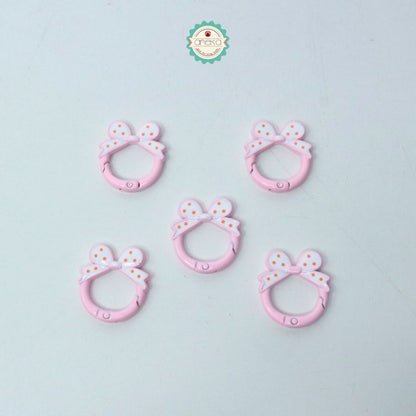 ANEKA - [5PCS] Kait Carabiner Bentuk Bulat Pita Polkadot / Keychain Ring Bow Premium