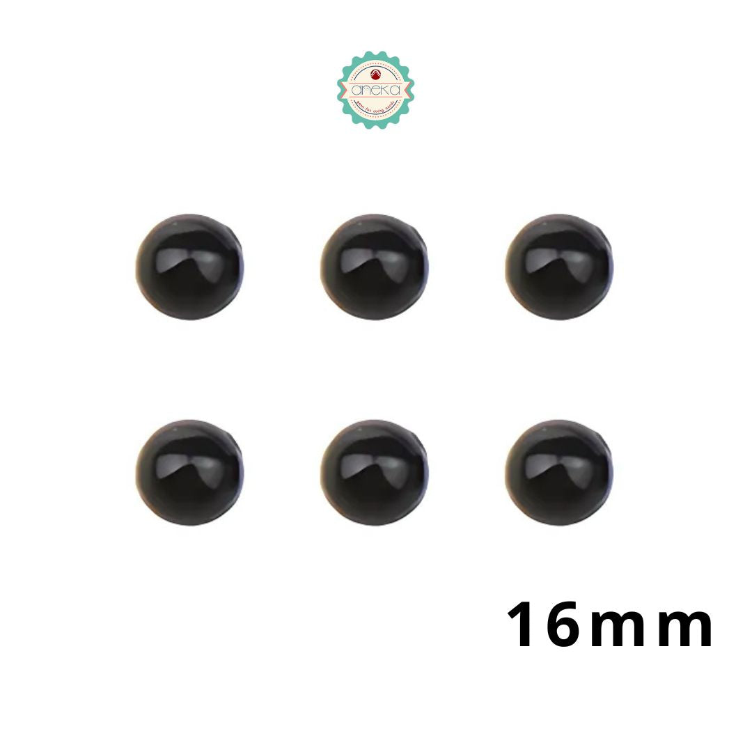 ANEKA - [3 Pasang / 6 PCS] Mata Tempel Plastik Boneka Rajut Amigurumi / Plastic Black Safety Eyes / DIY Crafts Toy Dolls Accessories