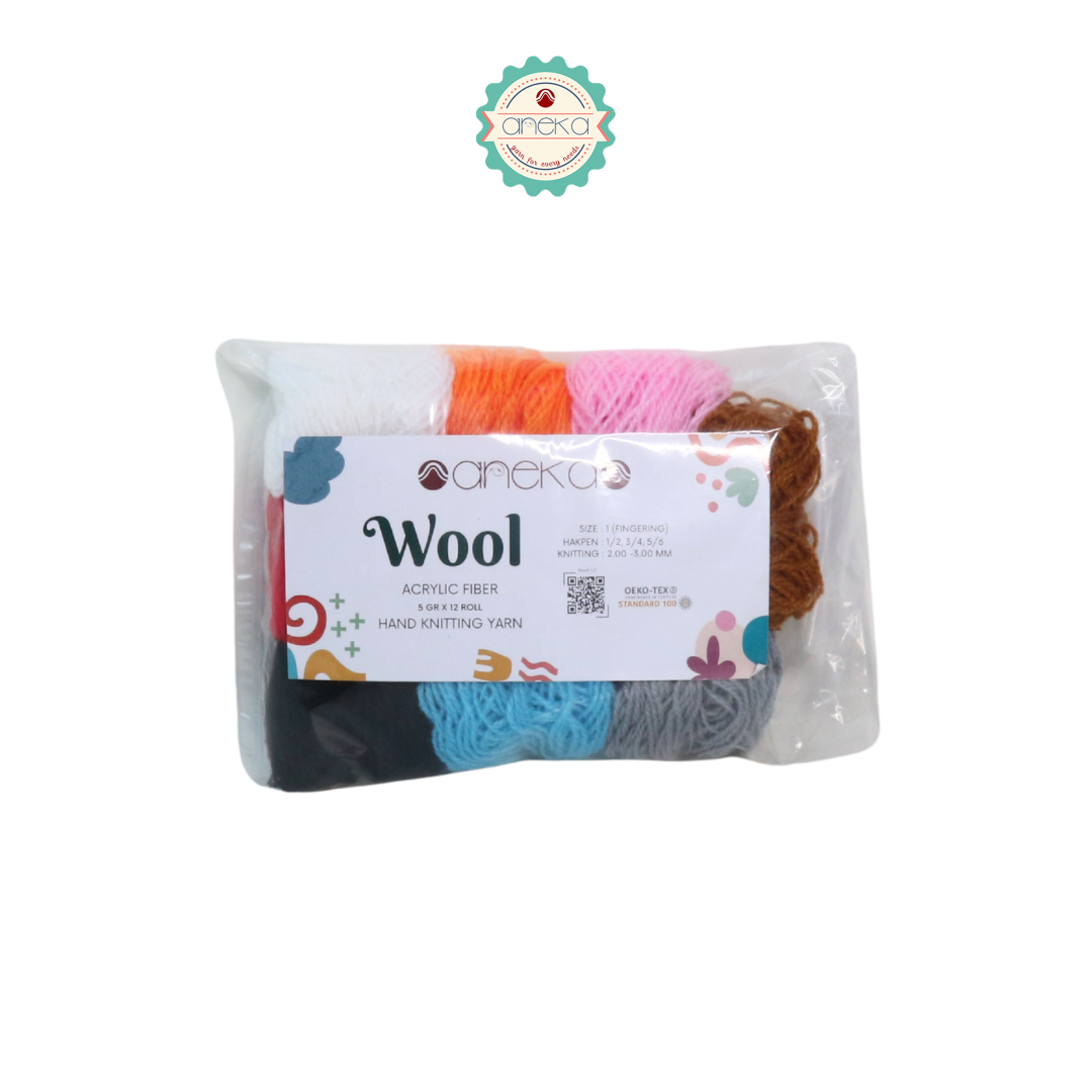 ANEKA - [PAKET] - Benang Rajut Wool / Wol Pack / Siet Yarn MIx Colors / Campur Warna