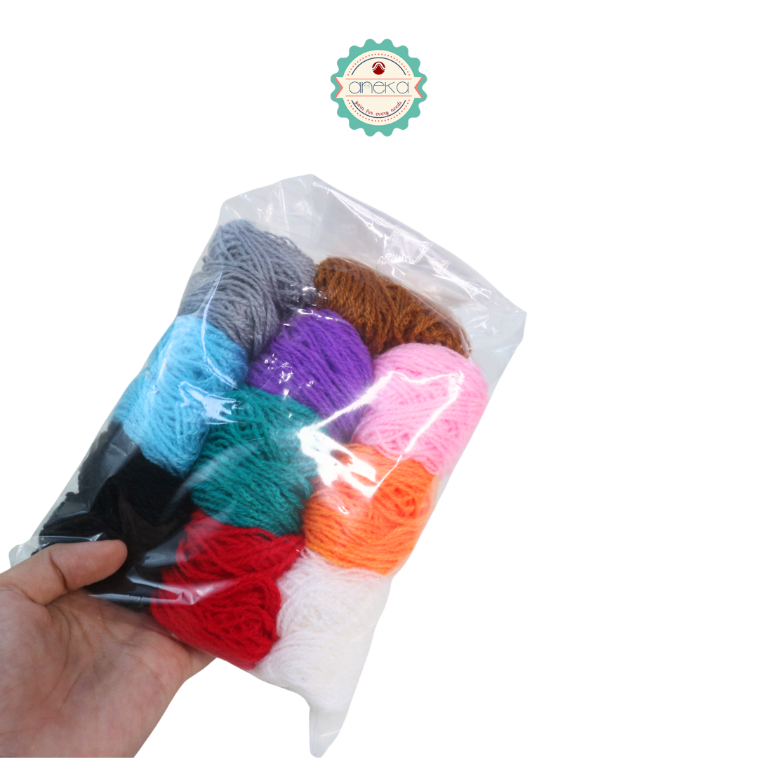 ANEKA - [PAKET] - Benang Rajut Wool / Wol Pack / Siet Yarn MIx Colors / Campur Warna