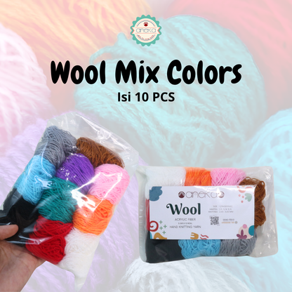 ANEKA - [PAKET] - Benang Rajut Wool / Wol Pack / Siet Yarn MIx Colors / Campur Warna