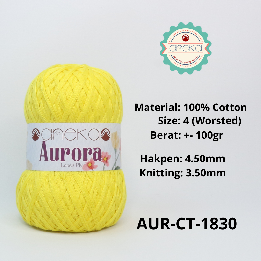KATALOG - Benang Rajut Knitting Aurora Katun / Single Color Loose Ply Crochet Yarn