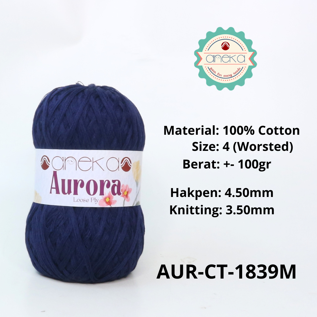 KATALOG - Benang Rajut Knitting Aurora Katun / Single Color Loose Ply Crochet Yarn