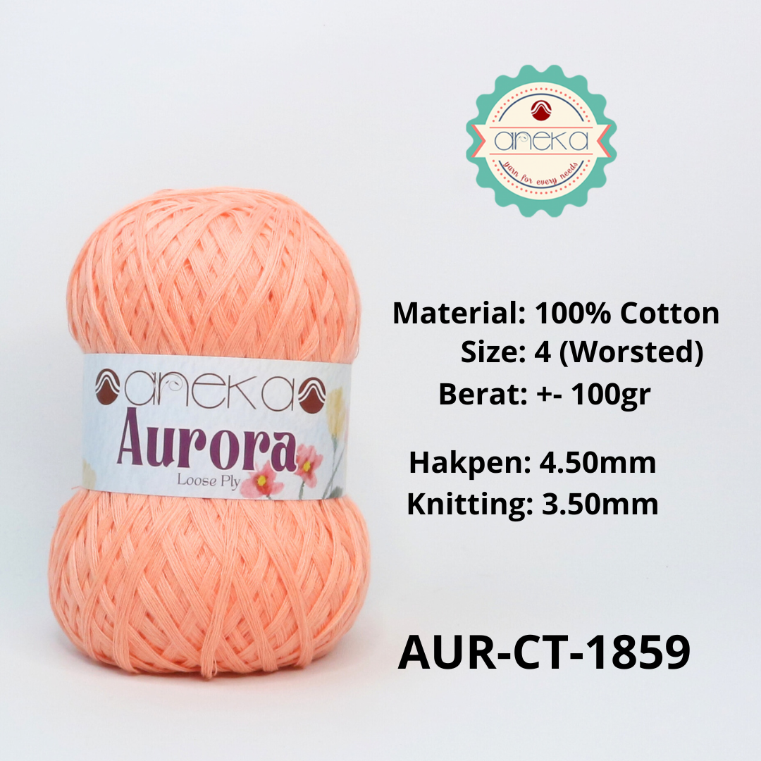 KATALOG - Benang Rajut Knitting Aurora Katun / Single Color Loose Ply Crochet Yarn