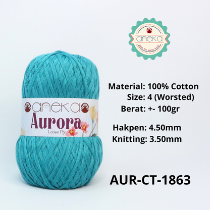 KATALOG - Benang Rajut Knitting Aurora Katun / Single Color Loose Ply Crochet Yarn