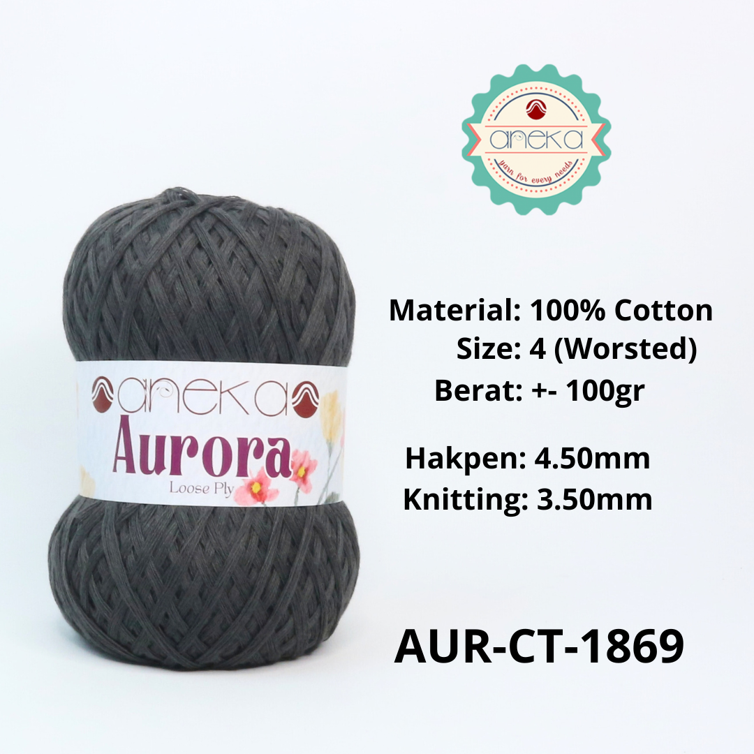 KATALOG - Benang Rajut Knitting Aurora Katun / Single Color Loose Ply Crochet Yarn