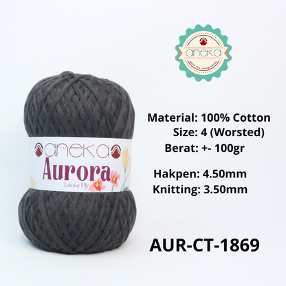 KATALOG - Benang Rajut Knitting Aurora Katun / Single Color Loose Ply Crochet Yarn