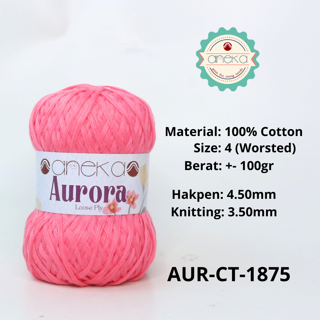 KATALOG - Benang Rajut Knitting Aurora Katun / Single Color Loose Ply Crochet Yarn