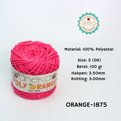 KATALOG - Benang Rajut Poly Orange / PolyThick / Polyester Crochet Knitting Yarn