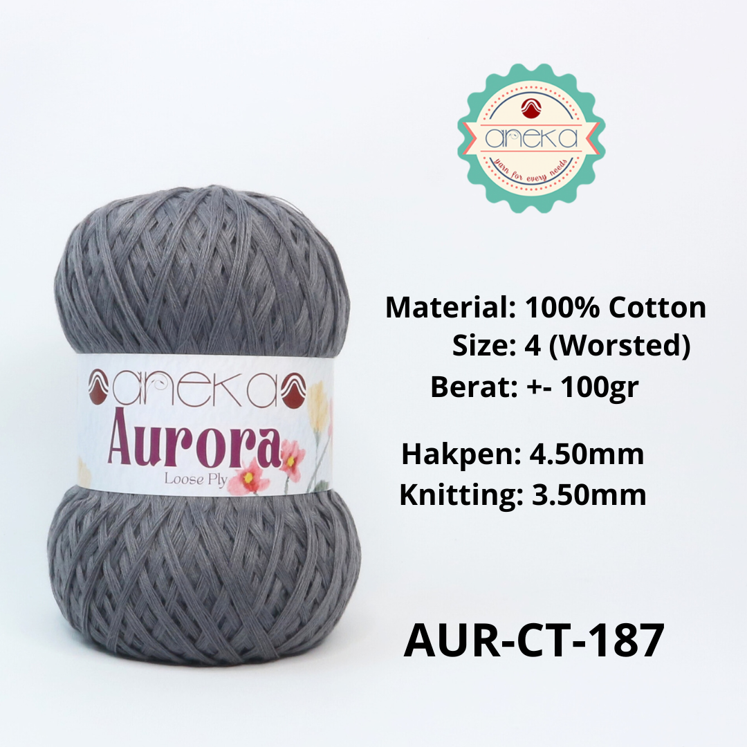 KATALOG - Benang Rajut Knitting Aurora Katun / Single Color Loose Ply Crochet Yarn