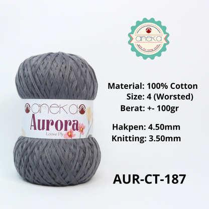 KATALOG - Benang Rajut Knitting Aurora Katun / Single Color Loose Ply Crochet Yarn