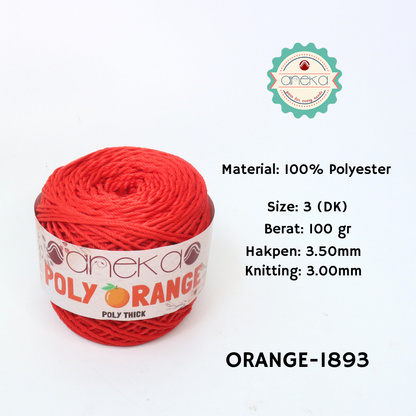 KATALOG - Benang Rajut Poly Orange / PolyThick / Polyester Crochet Knitting Yarn