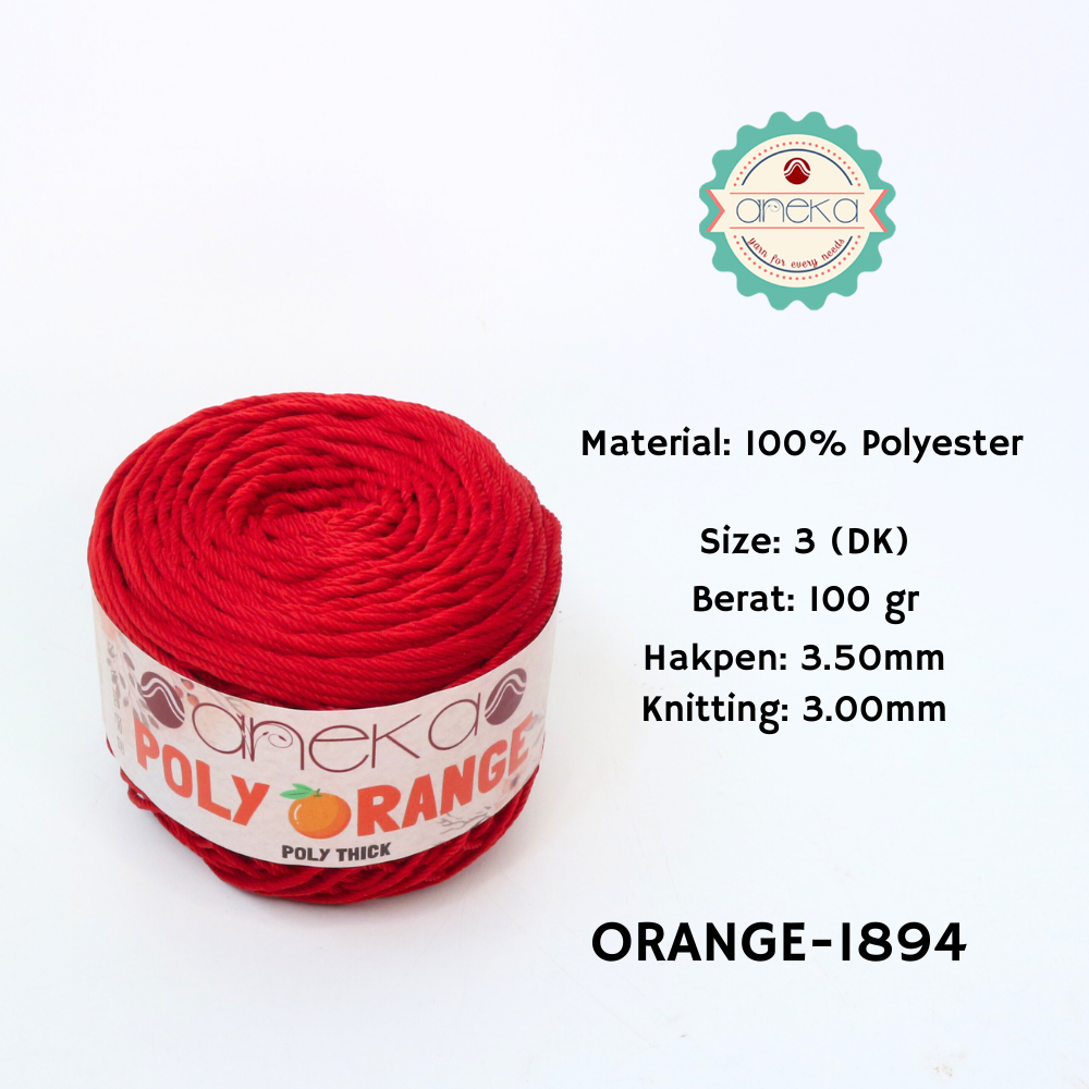 KATALOG - Benang Rajut Poly Orange / PolyThick / Polyester Crochet Knitting Yarn