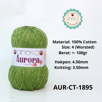 KATALOG - Benang Rajut Knitting Aurora Katun / Single Color Loose Ply Crochet Yarn