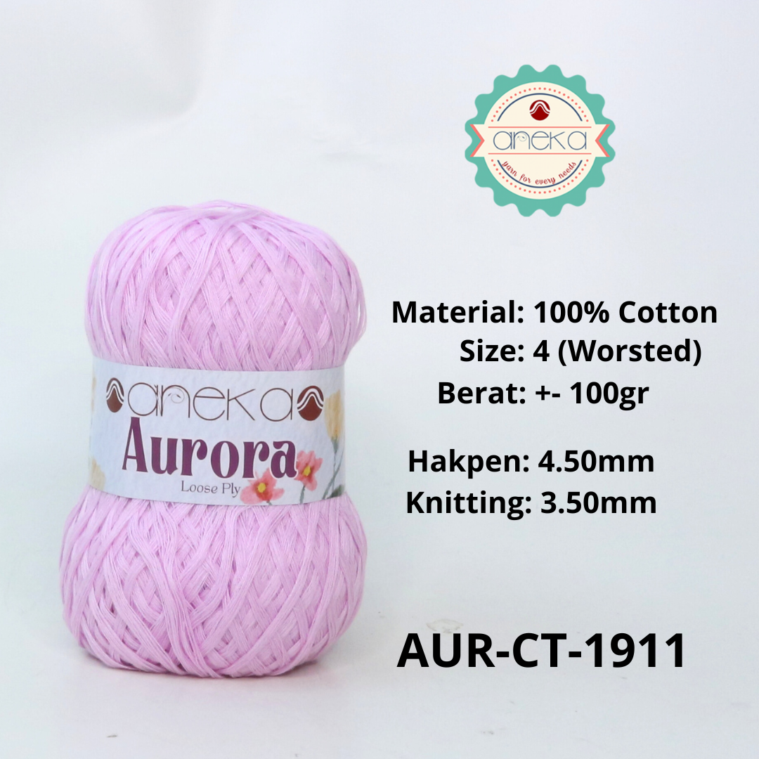 KATALOG - Benang Rajut Knitting Aurora Katun / Single Color Loose Ply Crochet Yarn