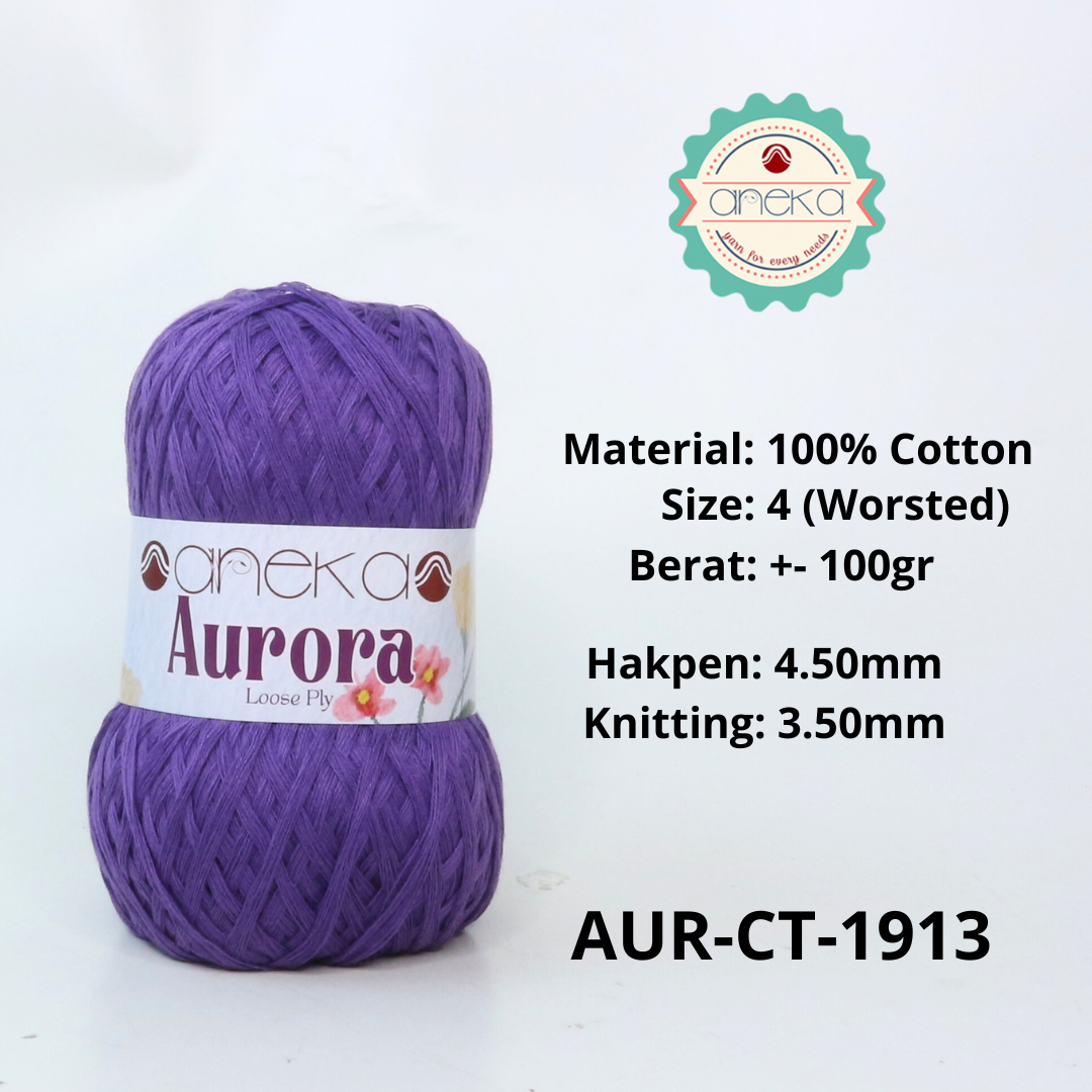 KATALOG - Benang Rajut Knitting Aurora Katun / Single Color Loose Ply Crochet Yarn