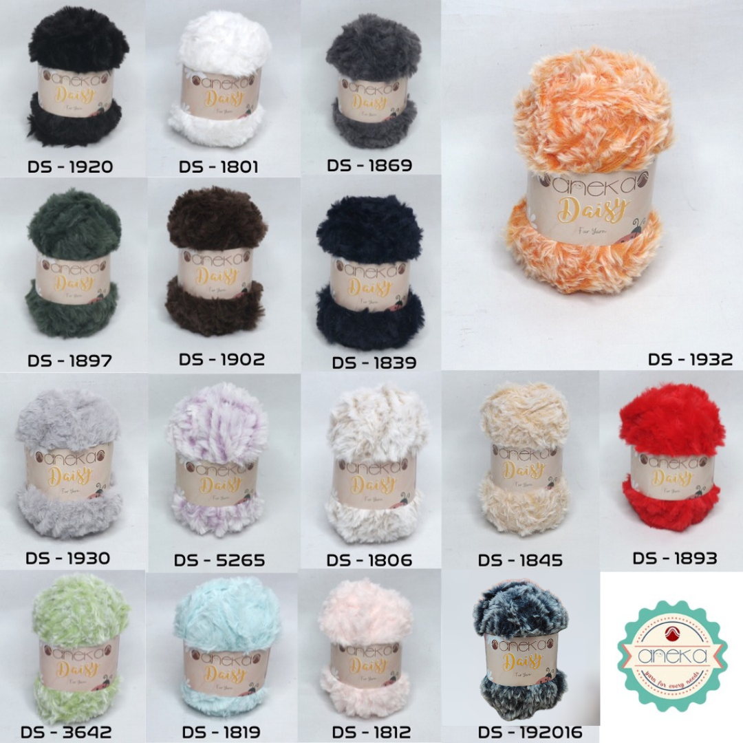 KATALOG - Benang Rajut Daisy / Bulu / Soft Fluffy Faux Fur Yarn - 32 dan 64 m