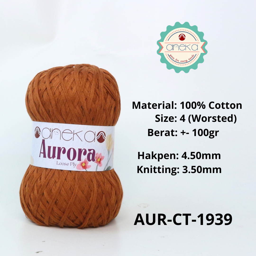 KATALOG - Benang Rajut Knitting Aurora Katun / Single Color Loose Ply Crochet Yarn